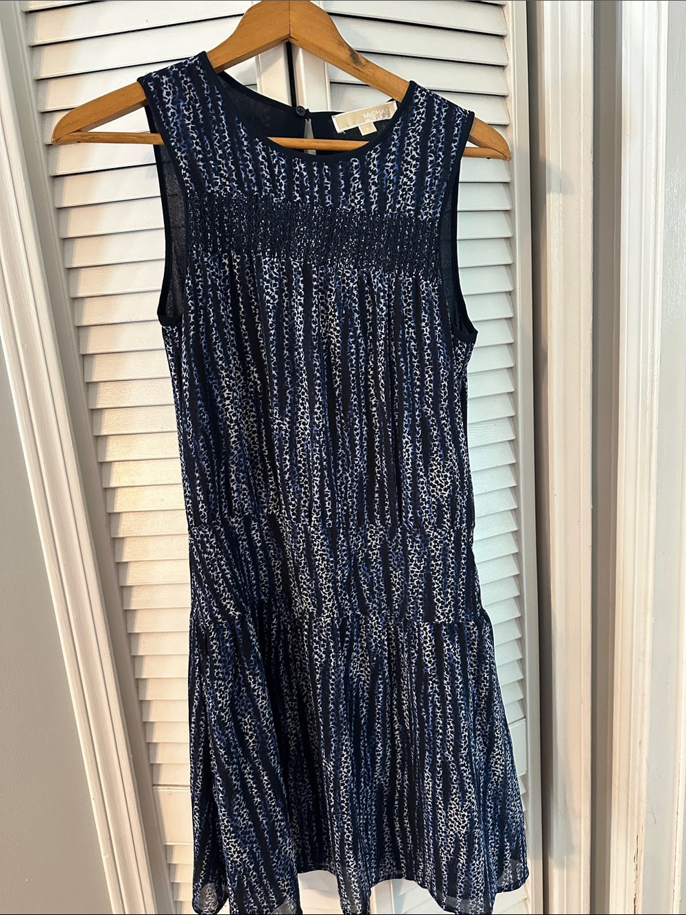 Michael Kors Navy Print Tiered Dress
